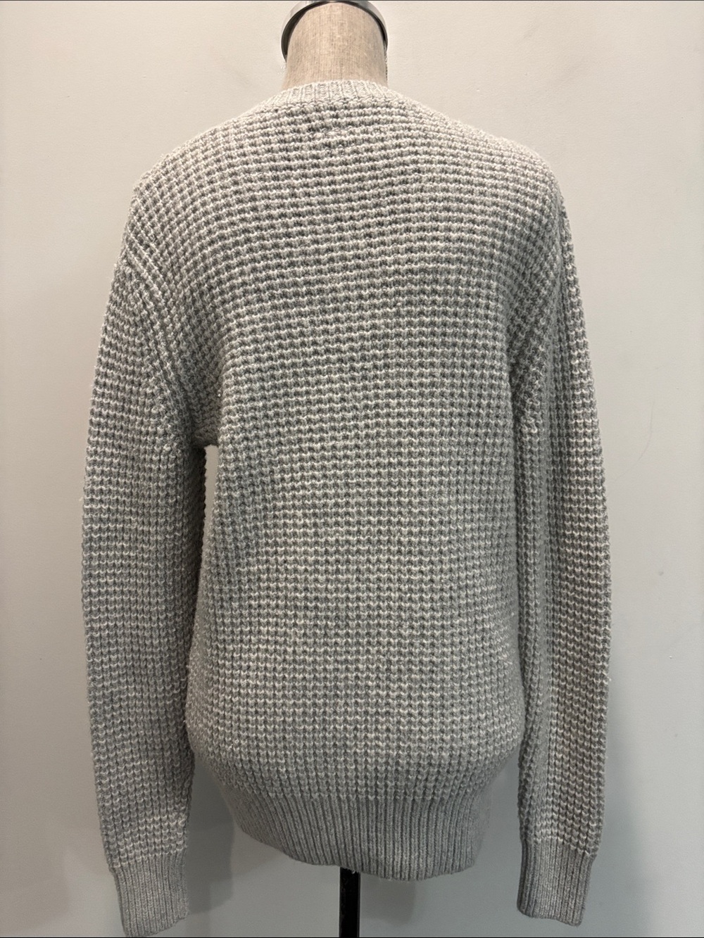 AllSaints Wool Waffle Knit Sweater Grey Oversized Size S - Picture 7 of 15